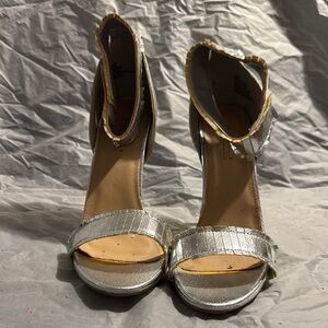 Silver Strappy Women's Heels